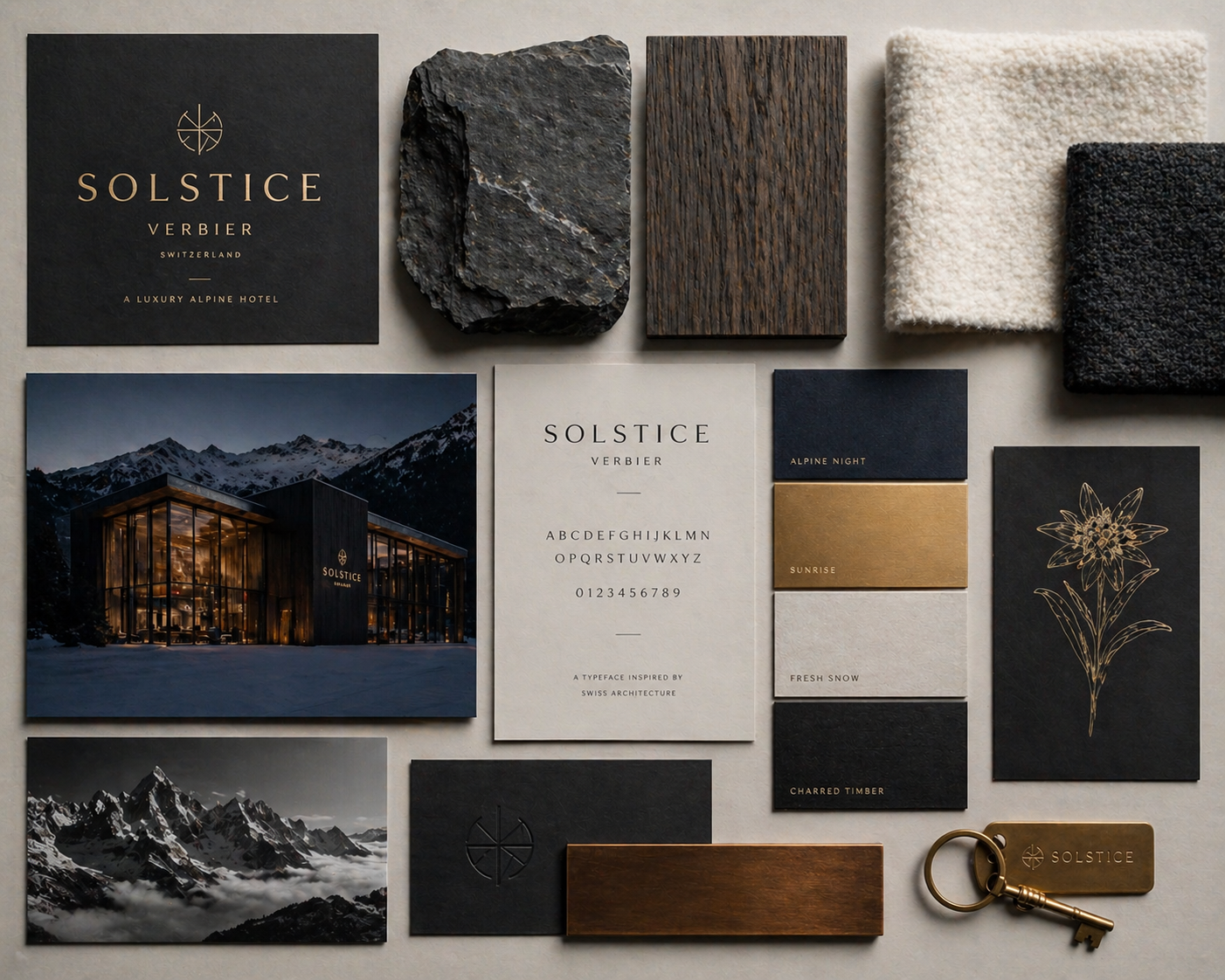 Hôtel Solstice — moodboard matériaux